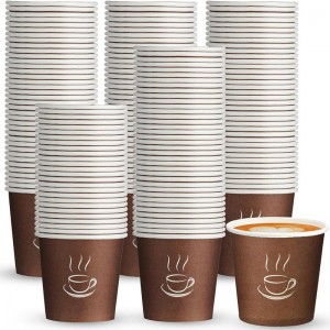 Coffee Cups Paper Espresso Cups Disposable Mini Hot Cups Hot Cold Drinking Cups for Travel, Party, Tea, Bathroom, Picnic, Events, Brown (3 oz/ 4 oz)