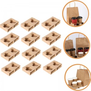 Paper Cup Holder Cups Disposable Coffee Tray Disposable Drinkware Drink Carrier Couch Drink Holder Drink Carrier for Corrugated Paper Light Brown Paper Cup Tray Beer