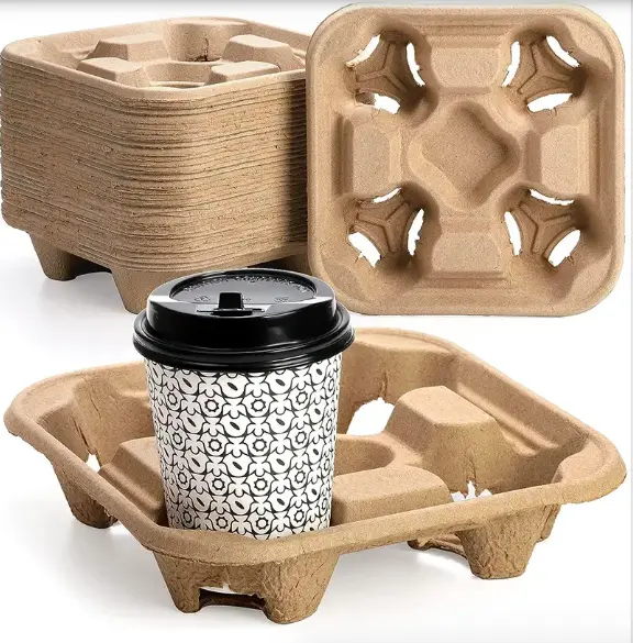 Environmentally friendly and convenient, Pulp Fiber Disposable Coffee Tray helps you enjoy coffee time easily